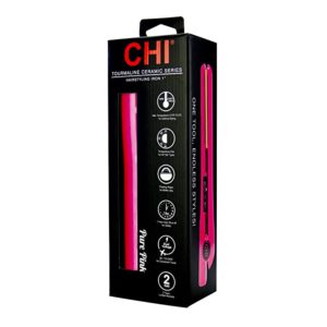 CHI Tourmaline Ceramic Hair Straightening Flat Iron | 1″ Plates | Pure Pink | Professional Salon Model Hair Straightener