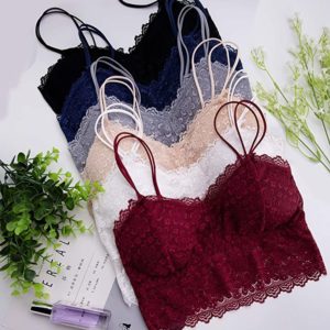 6 Piece Lace Bralettes for Women with Straps and Removable Pads