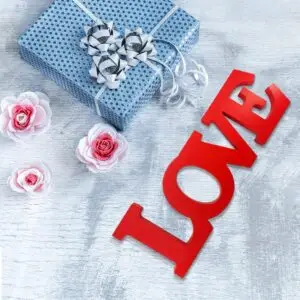 Love Sign Wooden Blocks  Freestanding Love Letter Table Top Decor Romantic Table Red Sign L O V E Words Shape for Home Party Wedding Anniversary Decor (Red)